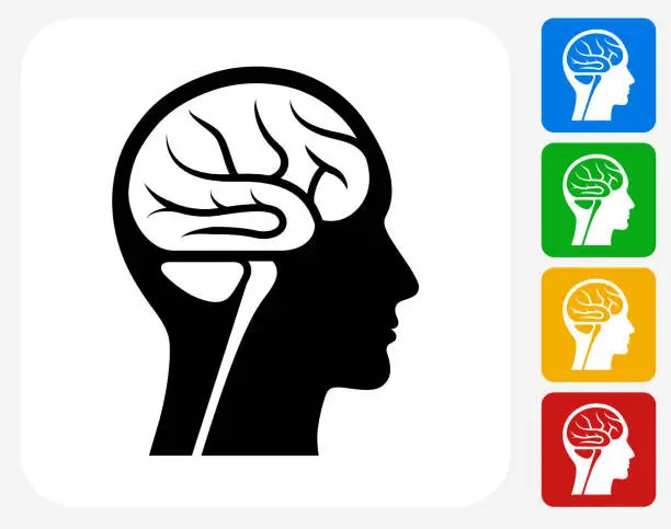 Vector illustration of Brain Scan Icon Flat Graphic Design