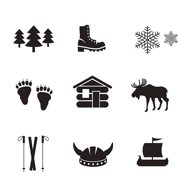 norwegische icon-set. - boat horn stock-grafiken, -clipart, -cartoons und -symbole