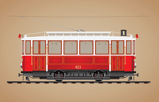 old red tram