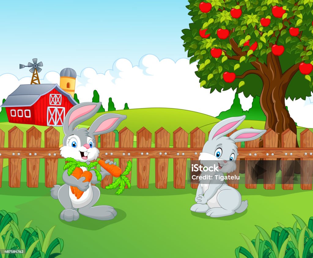 Cartoon Little Bunny In The Farm Stock Illustration - Download Image Now -  Carrot, Rabbit - Animal, Nature - iStock