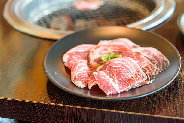 istock Raw beef slice for barbecue or Japanese style yakiniku 487584968