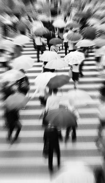 trabalhadores de chuva - umbrella parasol rain rush hour imagens e fotografias de stock