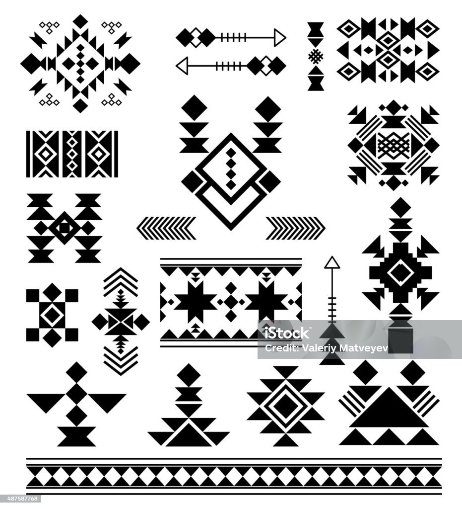 Aztec tribal ethnic elements Aztec tribal ethnic elements. Vector patterns of American Indians 2015 stock vector