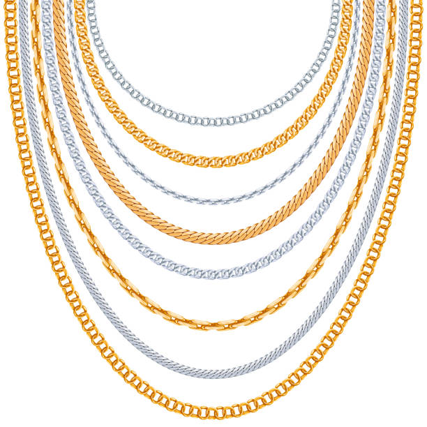 goldketten vektor-hintergrund - necklace chain gold jewelry stock-grafiken, -clipart, -cartoons und -symbole