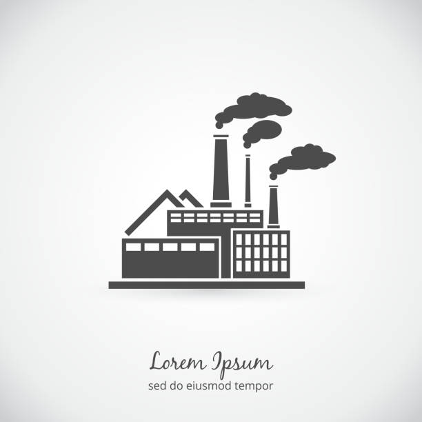 Factory logo Factory logo. Building plant industrial, power energy, manufacturing station. Vector illustration smoke stack stock illustrations