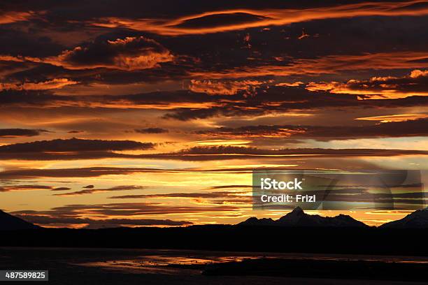 Sunset In The Fjords Of Patagonia Stock Photo - Download Image Now - Blue, Dusk, Fire - Natural Phenomenon