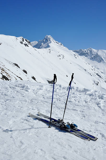 istock Skis, ski poles and Giewont in Tatra mountains 487592622