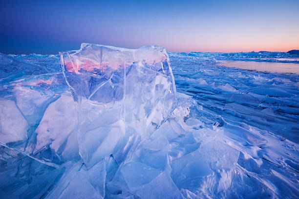 istock Beautiful sunset on plate ice on Lake Superior shoreline 487593264