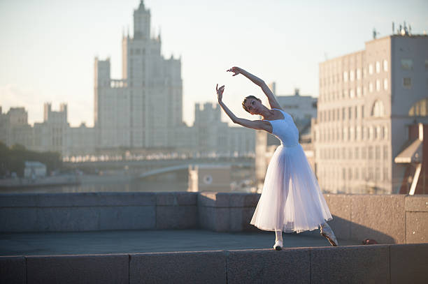 istock Ballerina and Moscow cityscape 487594030