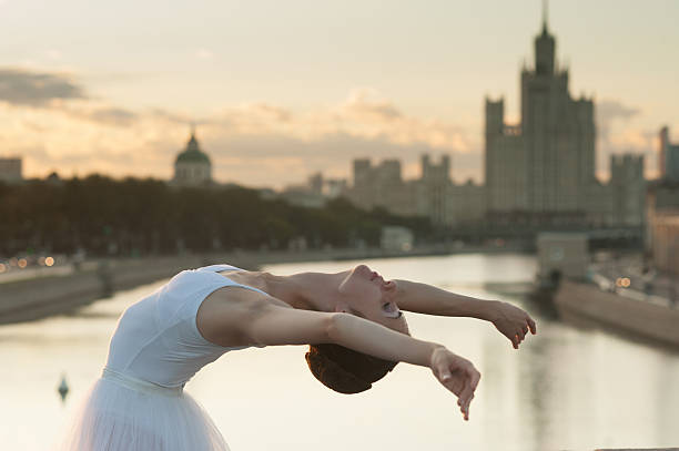 istock Ballerina and Moscow cityscape 487594204