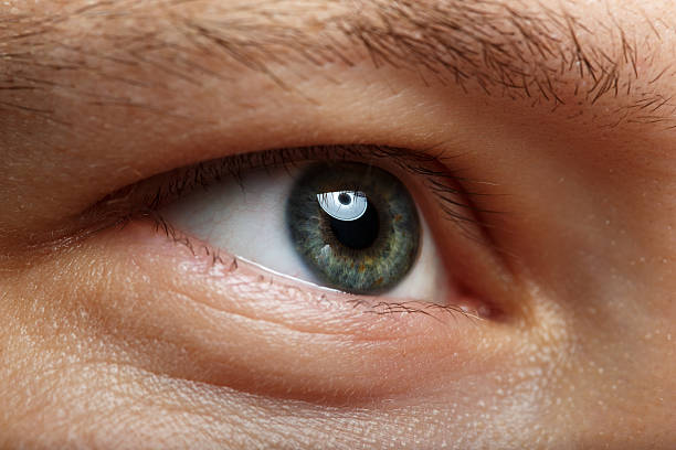 istock Male right green eye extreme closeup 487597084