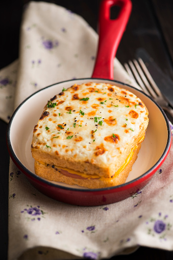 Croque Monsieur Sandwich in a Small Frypan