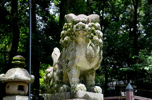 istock Lion guardian statue at Kasuga Shrine 487600480