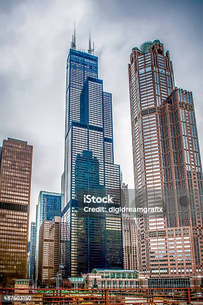 Chicago Architecture Stock Photo - Download Image Now - Cloud Gate, Hancock Building - Chicago, 2015