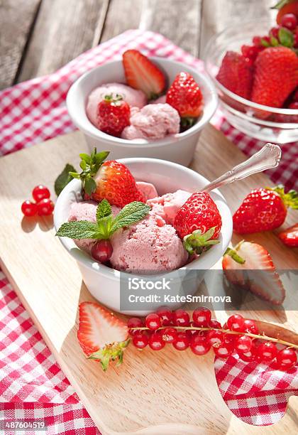 Strawberry Ice Cream Stock Photo - Download Image Now - Currant, Dessert - Sweet Food, Food