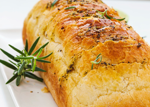 baked bread with rosemary