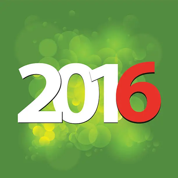 Vector illustration of New year's eve 2016 on green bubbles