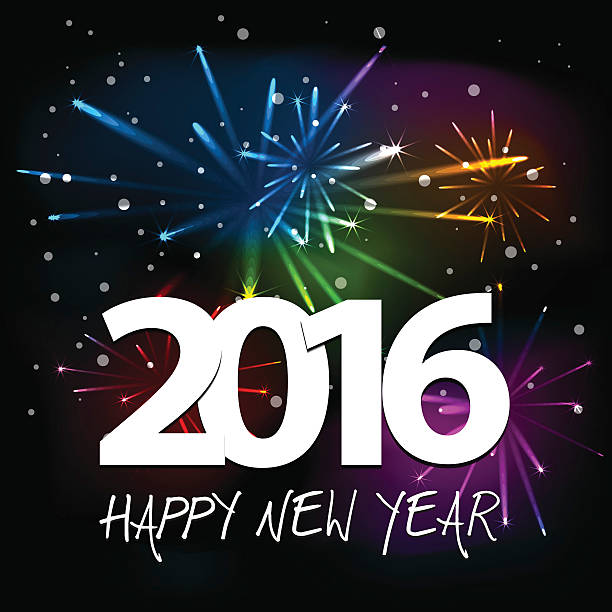 happy new year's eve 2016 w nocy z firekworks - reflection new years day new years eve new year stock illustrations