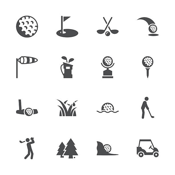 ilustraciones, imágenes clip art, dibujos animados e iconos de stock de serie iconos de golf-gris - golf