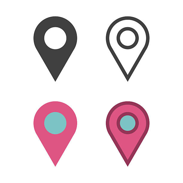 illustrazioni stock, clip art, cartoni animati e icone di tendenza di mappa icona appunta - cartography map symbol straight pin