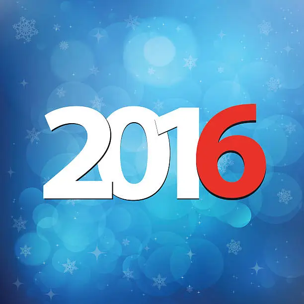 Vector illustration of New year's eve 2016 on blue bubbles