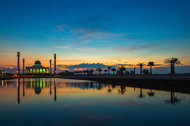istock Twilight on mosque Reflex on water, Thailand 487608006