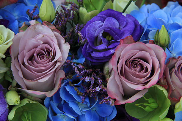 istock Blue and purple bridal bouquet 487608861