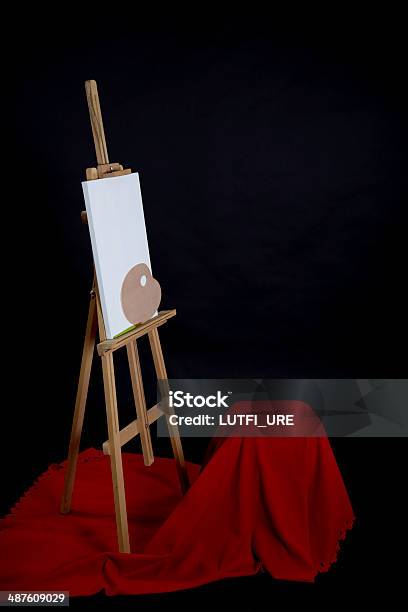 School Art Easel Stock Photo - Download Image Now - Artist's Canvas, Black Background, Art