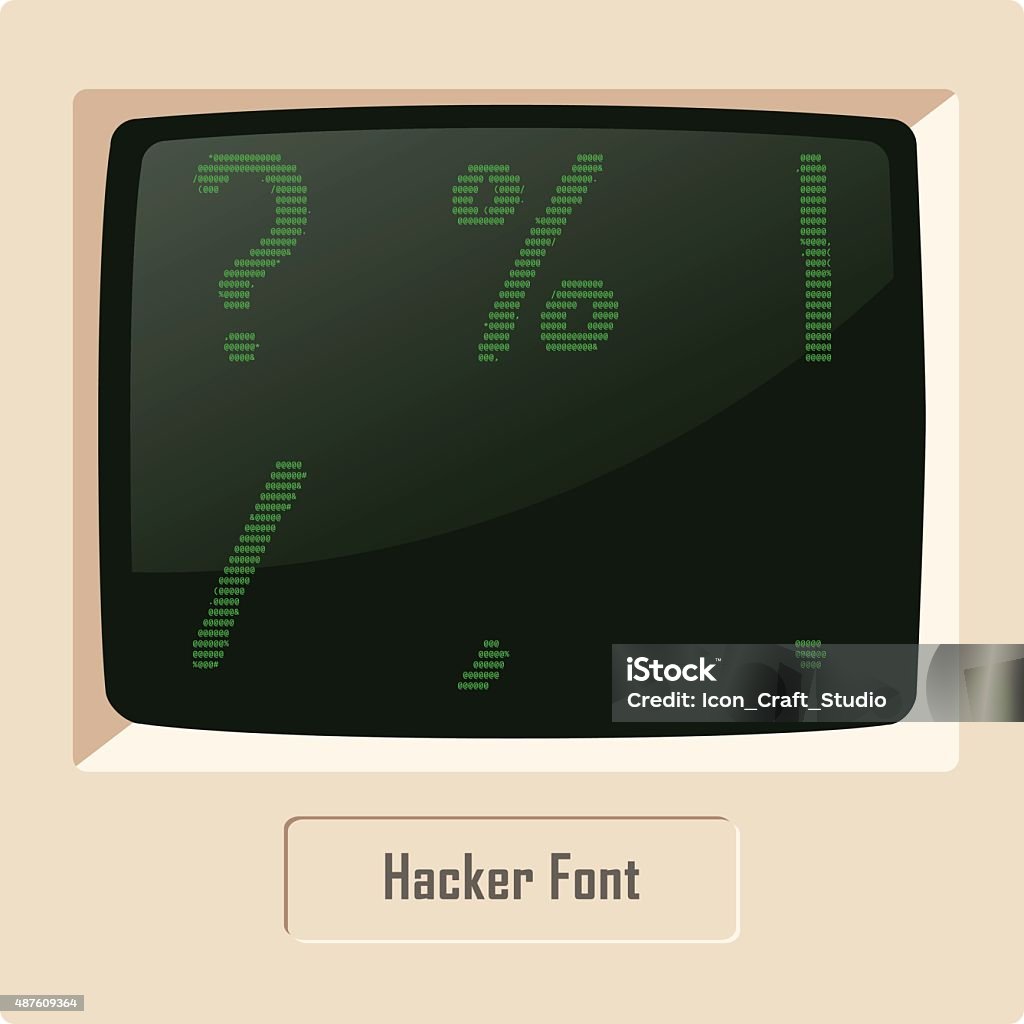 Ascii Hack Hacker Ascii Character Font Set On Computer Display Vector Image Stock ...