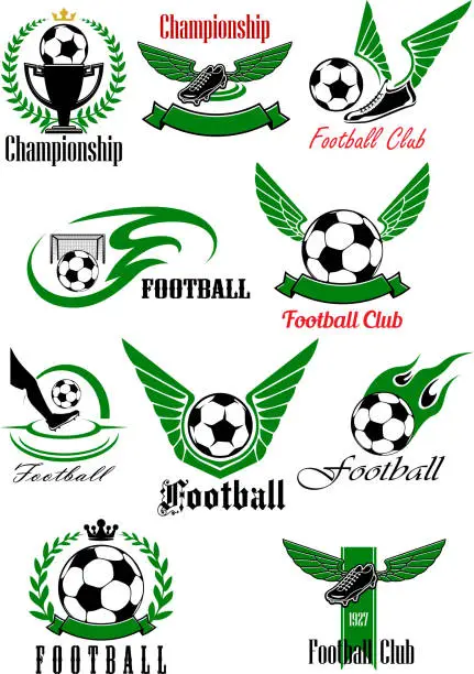 Vector illustration of Football and soccer game cions