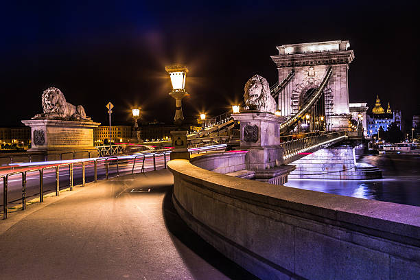 istock Night view of the famous Chain Bridge in Budapest, Hungary 487609621