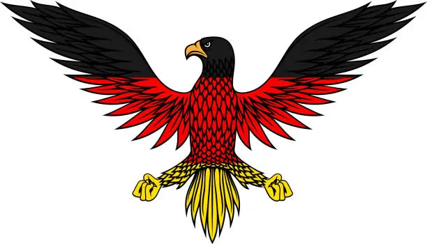 Vector illustration of German eagle bird in flag colors