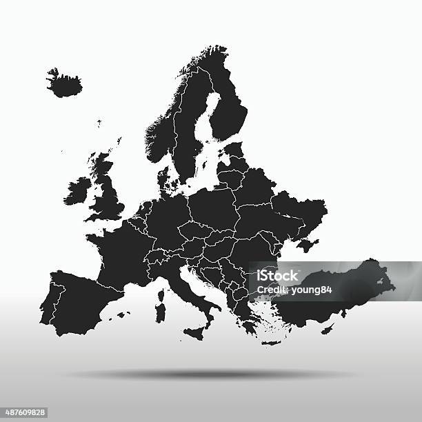 Europa Karte Stock Vektor Art und mehr Bilder von Karte - Navigationsinstrument - Karte - Navigationsinstrument, 2015, Abstrakt