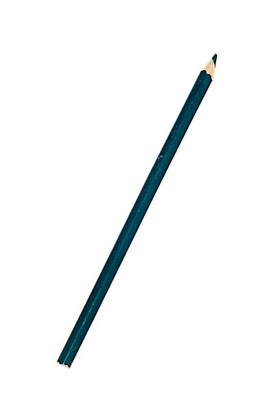 istock old used blue crayon pencil, isolated on white 487610033