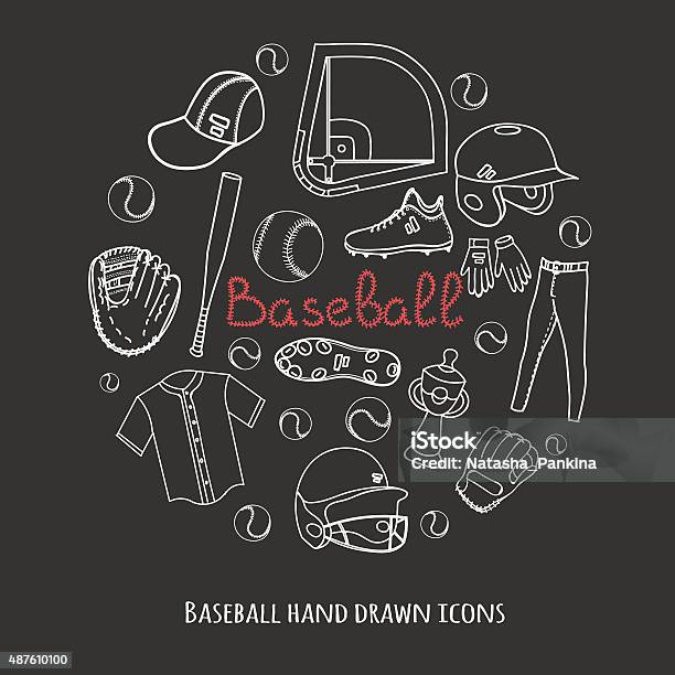 Baseballset Stock Illustration - Download Image Now - 2015, Baseball Glove, Baseball Pitcher