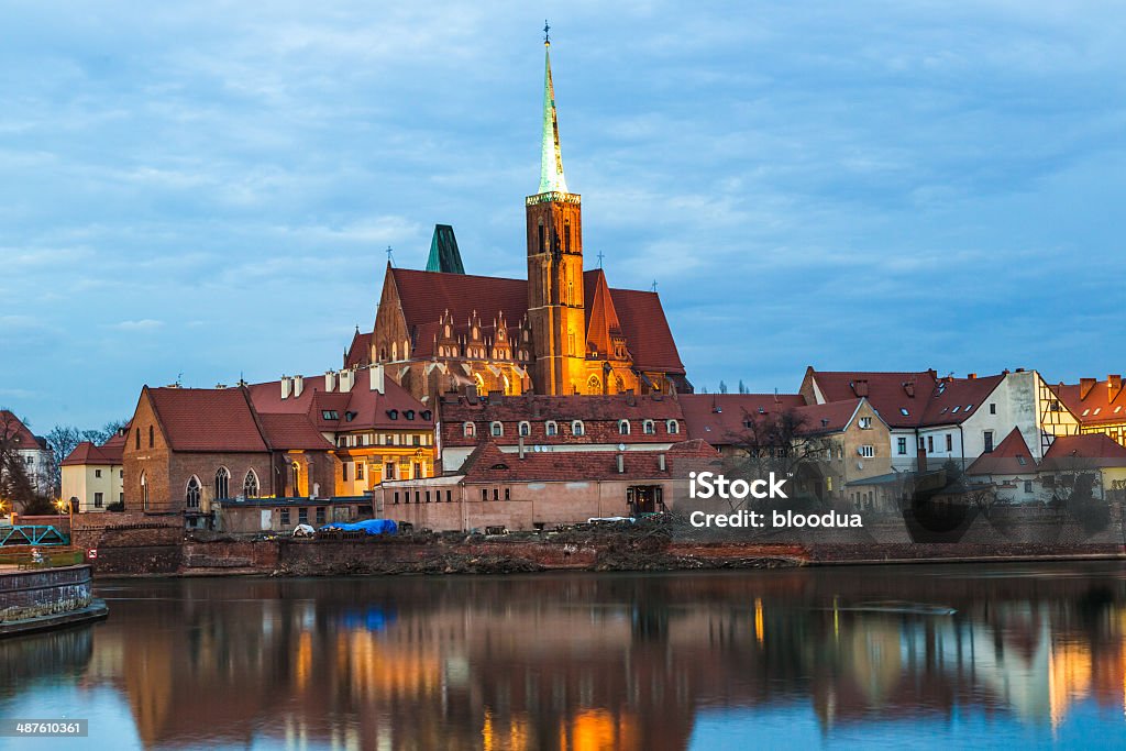 Kathedrale Island am Abend Breslau, Polen - Lizenzfrei Abenddämmerung Stock-Foto