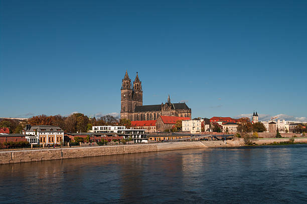 istock Cathedral of Magdeburg at river Elbe, Germany, Autumn 2013 487610399