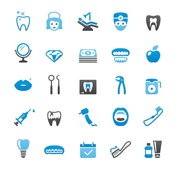 Vector illustration of Dental Health related vector icons
