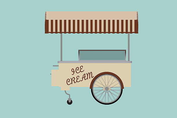 istock Flat Conceptual Illustration of Ice cream cart 487610874