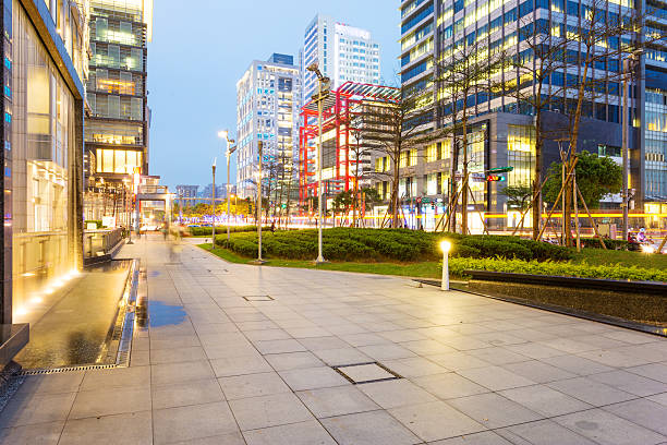 istock night scene of modern city 487610891