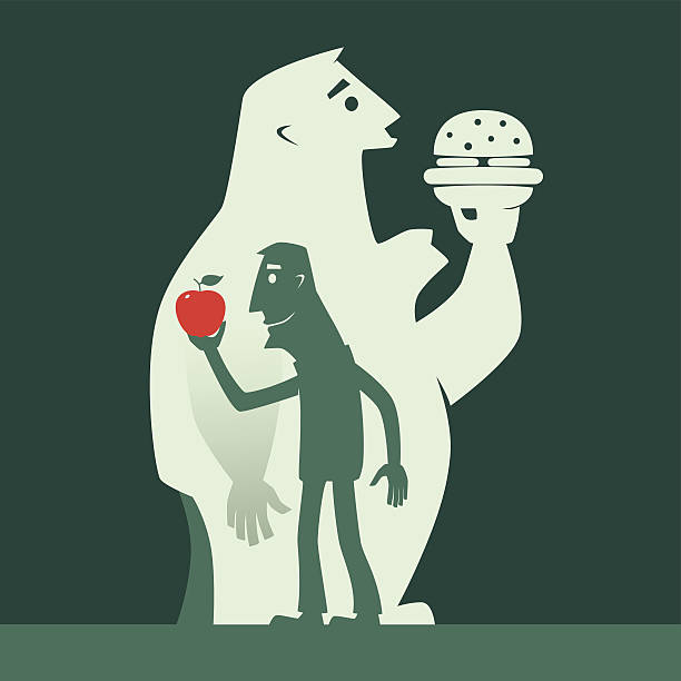 zdrowa odżywianie - eating silhouette men people stock illustrations
