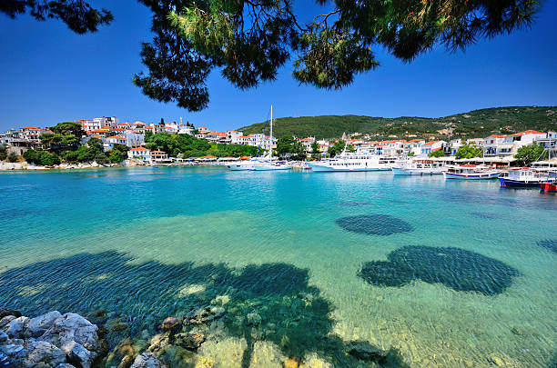 skiathos w lato, grecja - beach indigenous culture day sunlight zdjęcia i obrazy z banku zdjęć