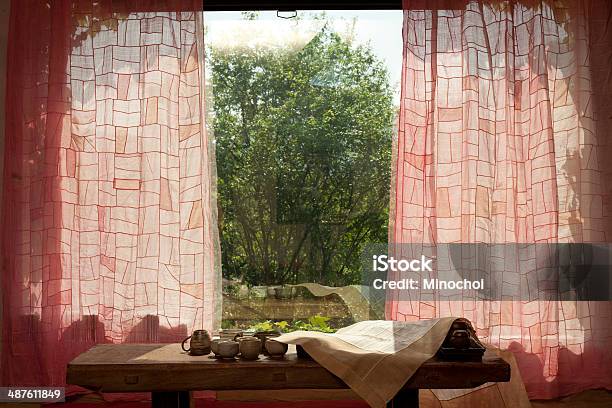 Fabric Curtain Stock Photo - Download Image Now - Burlap, Window, Beaded Curtain