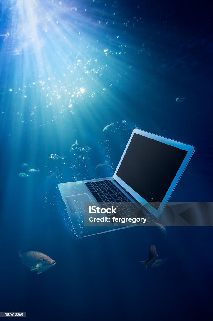 Computer Lab Over Water Computer Failure Concept With Laptop On Water Stock Photo - Download ...