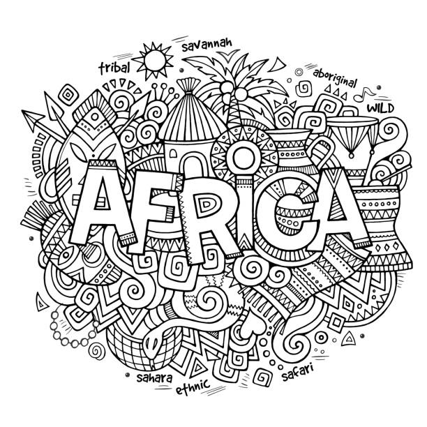 ilustrações de stock, clip art, desenhos animados e ícones de áfrica étnica mão lettering e rabiscos elementos - africa south africa african culture plain