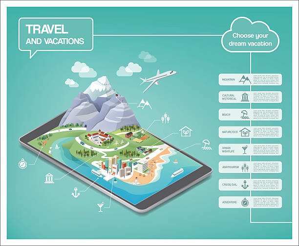 traum-urlaube infografik - cruise ship interface icons vector symbol stock-grafiken, -clipart, -cartoons und -symbole