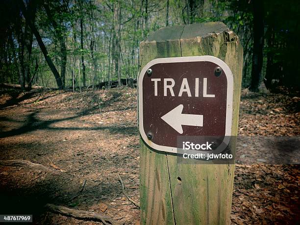 Trail Marker Stock Photo - Download Image Now - Hiking, Footpath, Sign