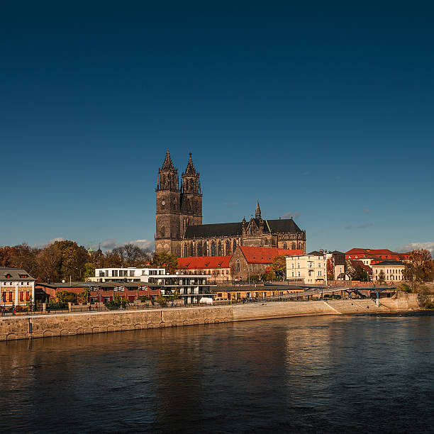 istock Cathedral of Magdeburg at river Elbe, Germany, Autumn 2013 487618353
