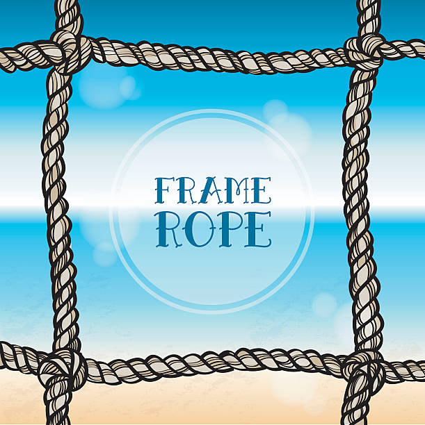 Frame rope sea sign background Frame rope nautical theme to accommodate labels and photos rope tied knot string knotted wood stock illustrations