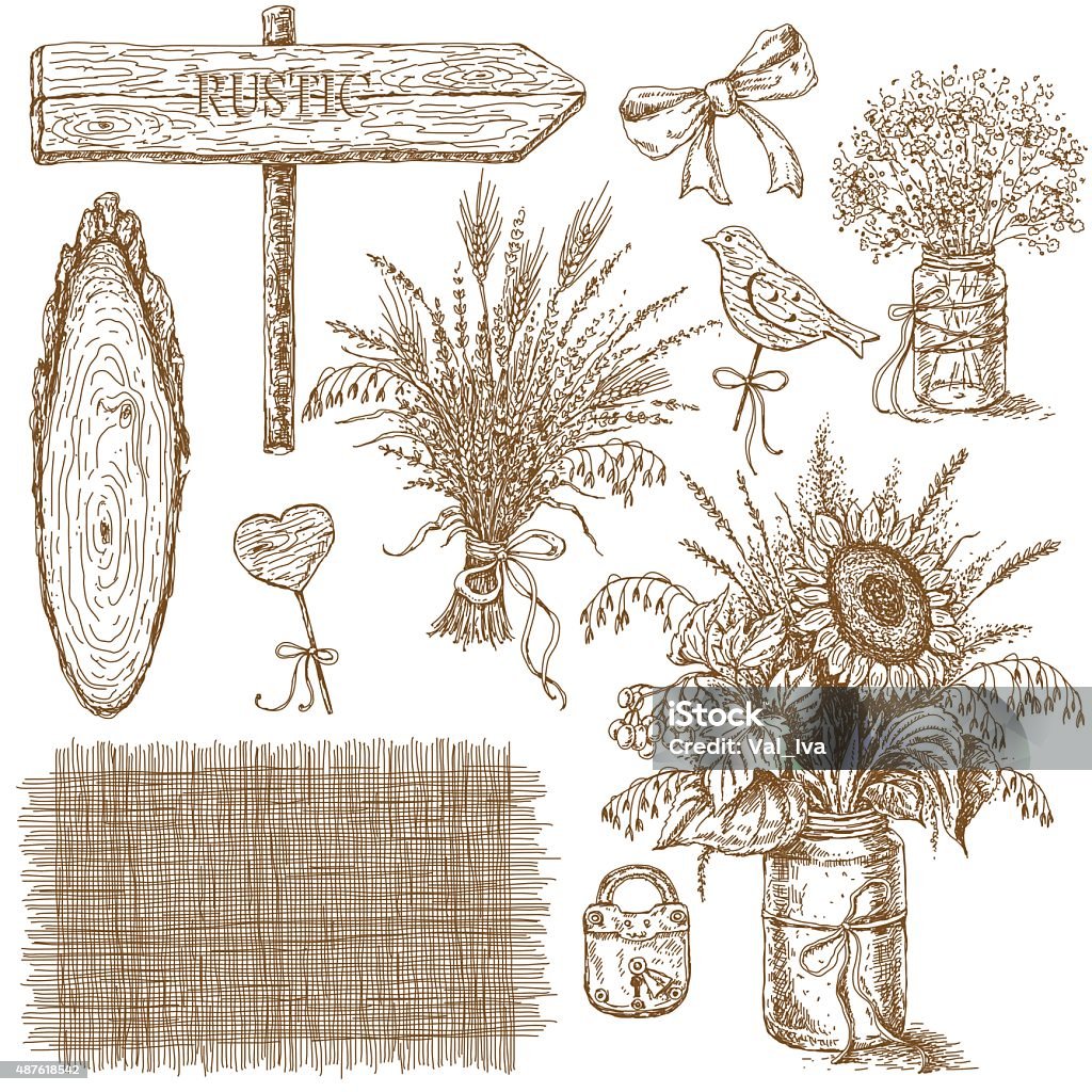 Rustic Embellishment Graphics Rustic Wedding Design Elements Stock Illustration - Download Image Now ...